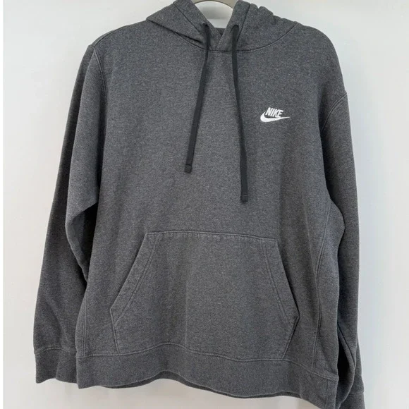 Nike Sportswear Club Fleece Pullover Hoodie Dark Gray Heather Men's Medium - Picture 2 of 7